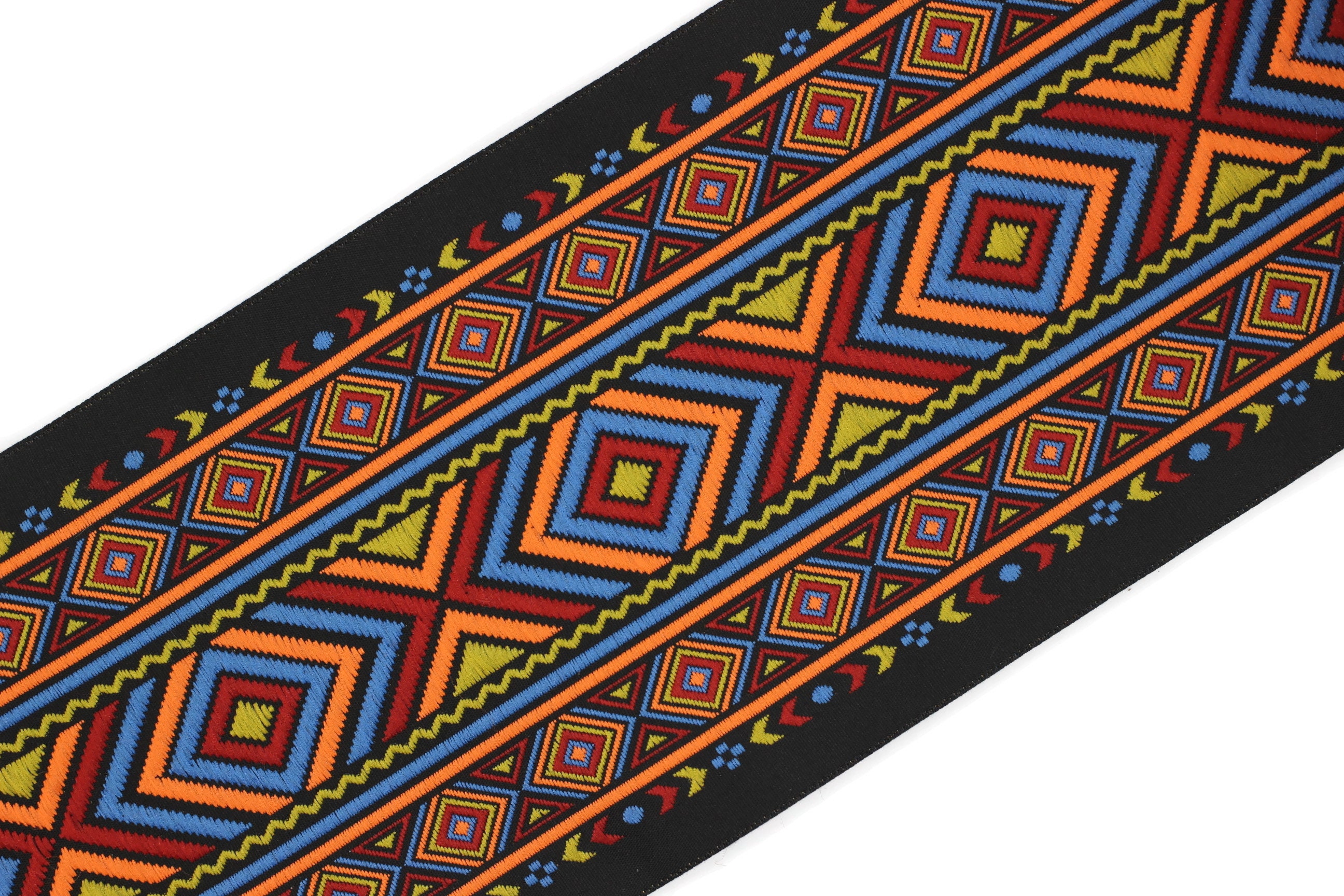 100 Mm Colorfull African Motif Ribbon (3.93 Inches), Vintage Jacquard ...