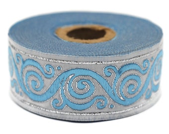 Nastro jacquard con chiocciola celtica verde e nero da 35 mm (1,37