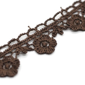 8.74 Yards Brown Floral Bridal Guipure Lace Trim | 0.87 Inches Wide Lace Trim | Geometric Bridal Lace | French Guipure | Lace Fabric TRM22