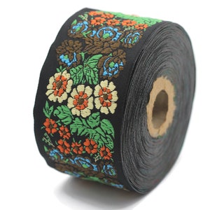 50 mm Zielona wstążka z haftem kwiatowym (1,96 cala, Vintage Jacquard, Wstążka kwiatowa, Taśma do szycia, Taśma żakardowa, Wstążka żakardowa, 50097