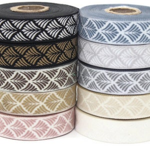 20 mm Seashell   0.78 (inch) | SeaShell Ribbon | Embroidered Woven Seashell Ribbon | Jacquard Ribbon | 20 mm Wide | 20273