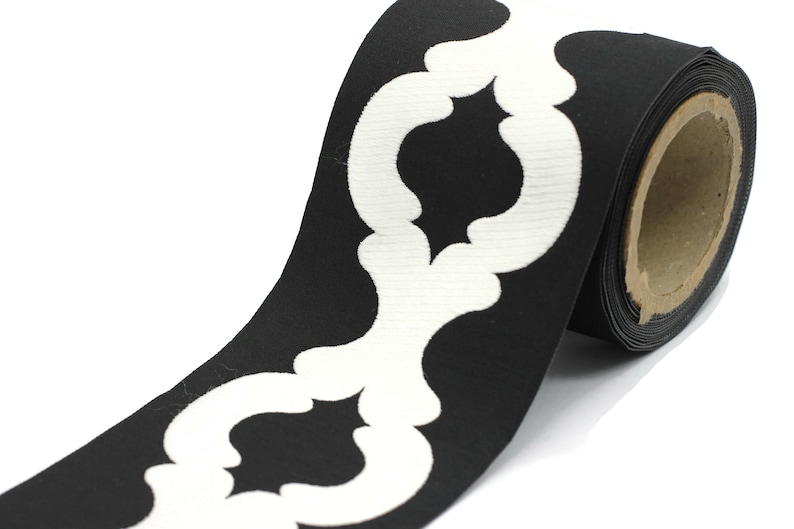 100 Mm Embroidered Ribbons (3.93 Inch), Spiral Motive, Sewing Trim ...
