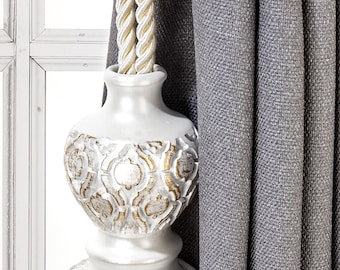 European Classic Luxury Curtain Tiebacks, Cream curtain Holdbacks, Rope Tiebacks, Drapery hardware, Tassel Length 13" , Spread 37" (94cm)