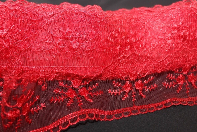 60 Mm Red Organza Lace Trim Embroidered Lace 2.35 Inches - Etsy
