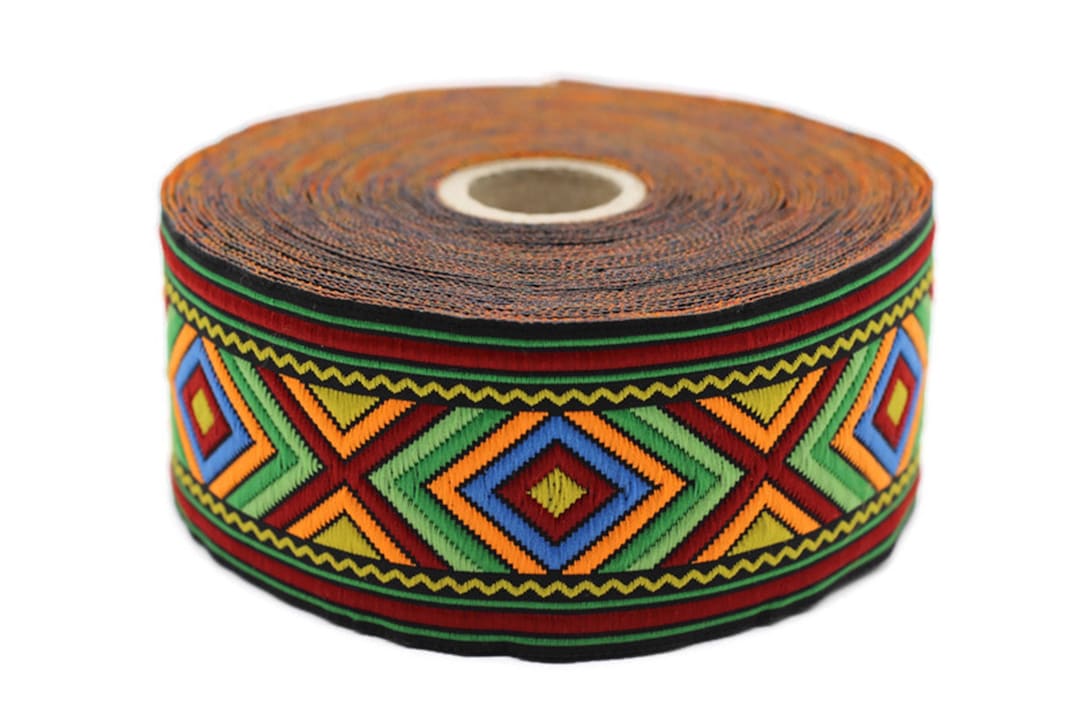 50 Mm Colorful African Motif Ribbon (1.96 Inches), Vintage Jacquard ...
