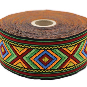 50 mm Colorful African Motif Ribbon (1.96 inches), Vintage Jacquard ribbon, African Pattern Ribbon, Sewing Trim, Jacquard Trim, CMJR 50971