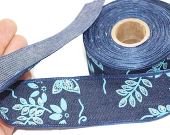 40 mm Blue Spring trim 1.57 inches, vintage Ribbon, Decorative Craft Ribbon, Blue ribbon, vintage Ribbon,  NWBR