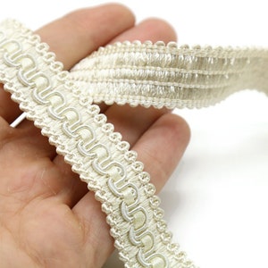 20 mm Scroll Trim Cream, 0.78 inc, Scroll Gimp braid trim, By The Yard trim, Drapery trim, Upholstery trim, Gimp trim, Curtain Trim