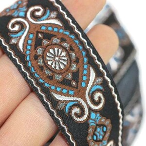 35 mm Blue&Brown Jacquard ribbon (1.37 inches), jacquard ribbon, Decorative Craft Ribbon, Sewing trim, woven trim, embroidered ribbon, 35950