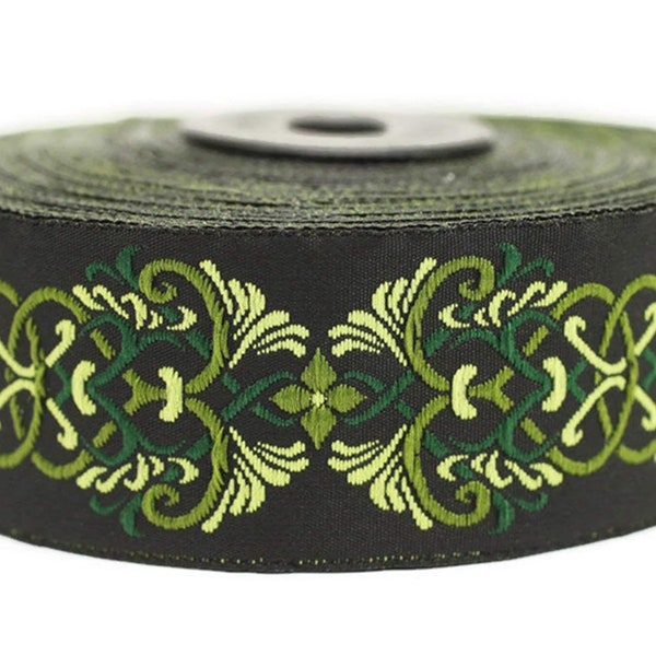 Rubans jacquard vert noeud celtique 35 mm (1,37 pouce), garniture en jacquard, fournitures créatives, fourniture de col, garniture, 35976