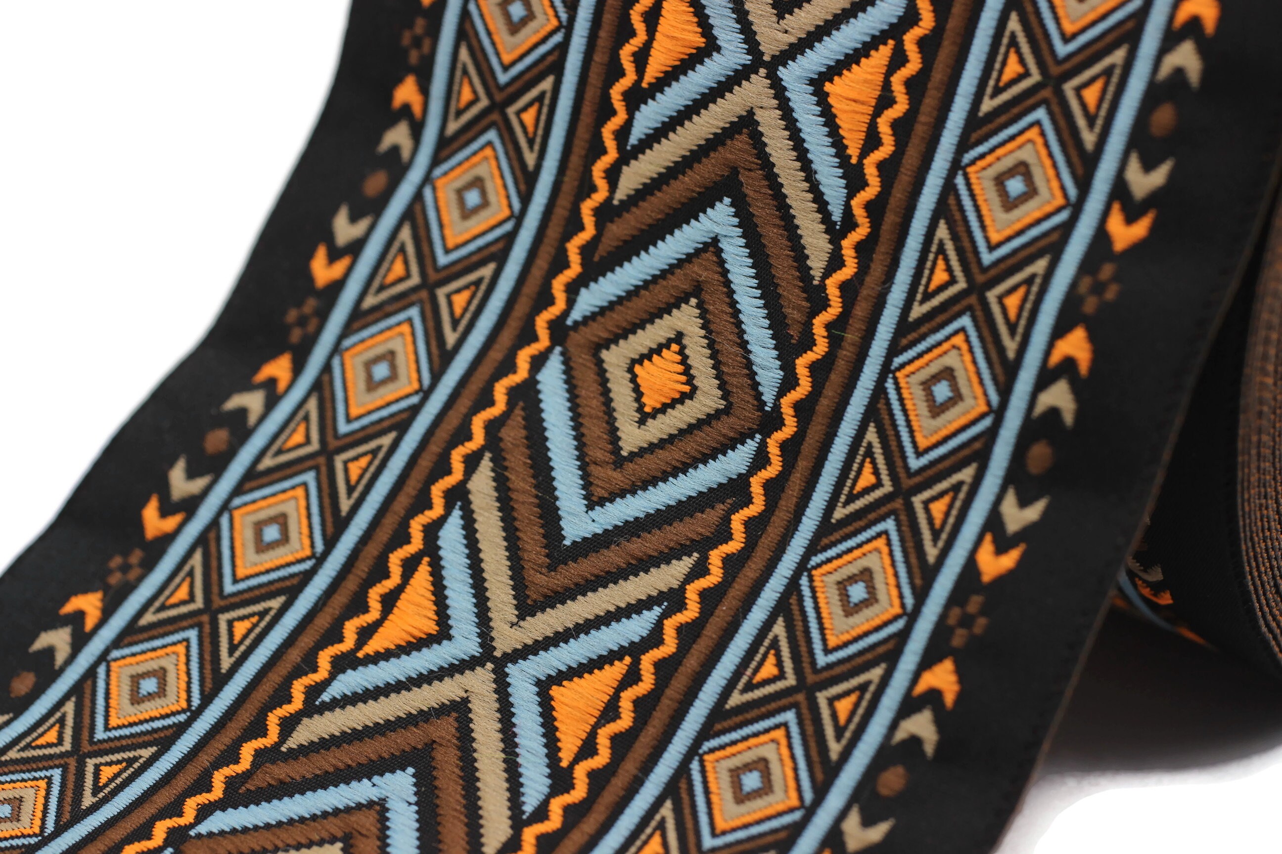 100 Mm Blue&orange African Motif Ribbon (3.93 Inches, Vintage Jacquard ...