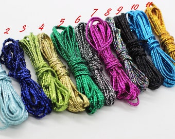 Cordões de soutache metálicos de 50 metros, cordão trançado multicolorido metálico, cordão torcido de 2 mm, acabamento de soutache, cordão para joias, soutache para joias