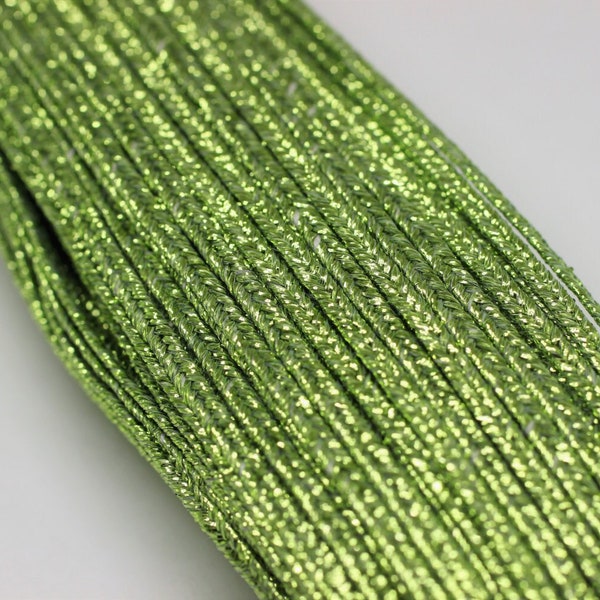 Soutache Cord - Metallic Green Braid Cord - 2 mm Twisted Cord - Soutache Trim - Jewelry Cord - Soutache Jewelry - Soutache Supplies