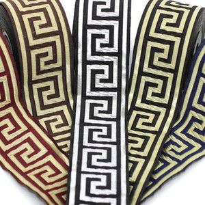 Nastri con motivo a chiave greca da 35 mm (1,37 pollici), nastri decorativi, nastri otantic, nastri jacquard, nastri in tessuto, nastri decorativi vintage, nastri geometrici, 35062