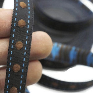 12 mm Brown Ball ribbon trim, 0.47inc, jacquard ribbon, french ribbon, Jacquard trim, sewing trim, Woven Ribbon, trimming, 12893
