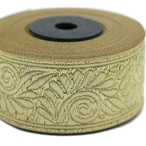 35 mm Golden Spartan Helmet Design Jacquard Ribbon (1.37 inches), Roman Tapestry, Jacquard trim, Drapery Trim, Upholstery Fabric 35064