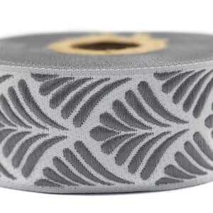 35 mm Gray Seashell  1.37 (inch) | SeaShell Ribbon | Embroidered Woven Seashell Ribbon | Jacquard Ribbon | 35mm Wide | 35273