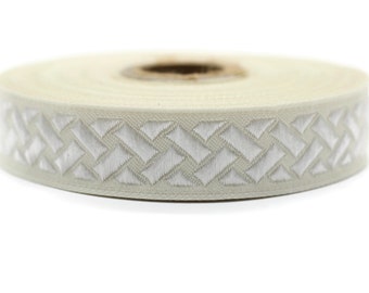20mm White Knot 0.78 (inch) | Jacquard Trim | Embroidered Woven Ribbon | Jacquard Ribbon | Sewing Trim | 20 mm Wide | 20274
