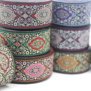 18mm Medieval Ribbon, Jacquard Trim, Jacquard Ribbon, Floral Embroidery, Decorating, Sewing Supplies, Home Decor, 18589