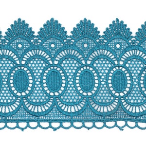 80mm 8 Meters Turquoise Bridal Guipure Lace Trim | 3.14 Inc Wide Lace Trim | Geometric Bridal Lace | French Guipure | Guipure Lace TRM80