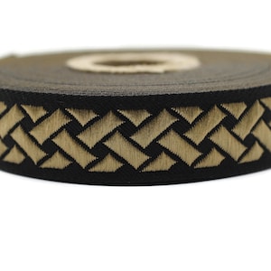 20 mm Gold-Schwarz Knoten 2cm | Jacquardborte | besticktes Webband | Jacquard-Bändchen | Nähen Zierband | 20 mm Breite | 20274