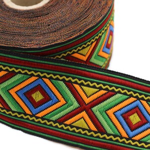 50 Mm Colorful African Motif Ribbon (1.96 Inches), Vintage Jacquard ...