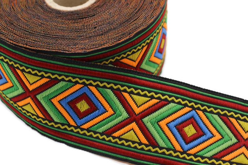 50 Mm Colorful African Motif Ribbon (1.96 Inches), Vintage Jacquard ...