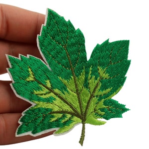 10 Pcs Maple Leaf Patch, Forest Green  3.1 Inch Iron On Patch Embroidery, Sycamore leaf Patch, Sew On Patch, Embroidered Patch, Applique