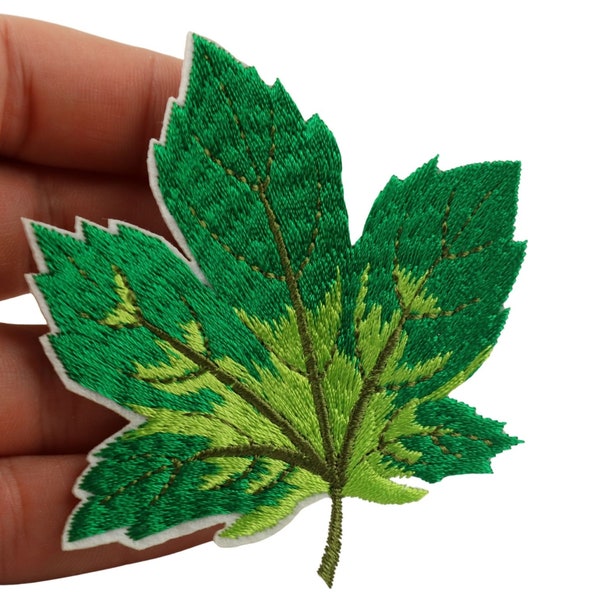 10 Pcs Maple Leaf Patch, Forest Green  3.1 Inch Iron On Patch Embroidery, Sycamore leaf Patch, Sew On Patch, Embroidered Patch, Applique