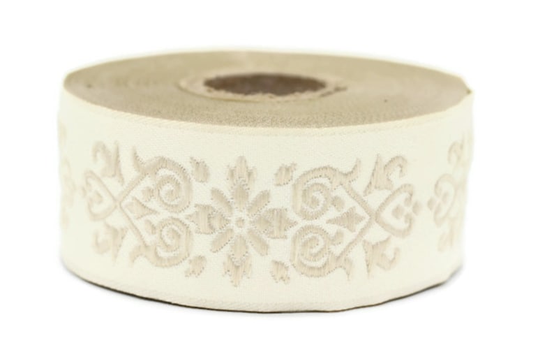 20271 inch 20mm Beige Victorian Jade Jacquard Ribbon 0.78 | Embroidered Bordure Fabric Tapestry for Embellishment Craft Home Decor