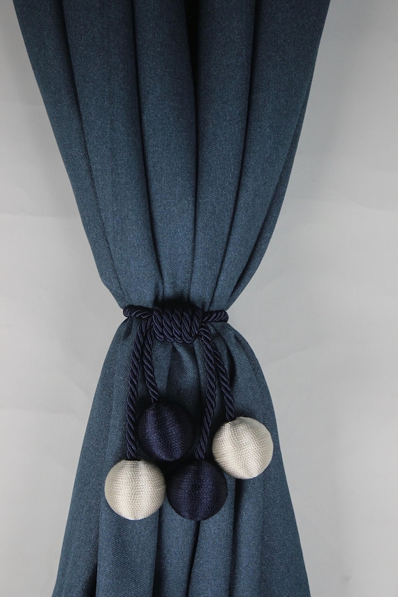 Sujetador para cortina cortinas rusticas con lazos sujetador de cuerda sujetador de cortina tratamiento para cortina azul marino y blanco sujetador de cortina sujetadores Etsy Espana