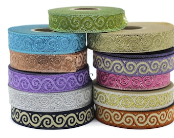 16 mm Elegance Jacquard ribbons (0.62 inches, Elegance Jacquard trim, Sewing, Jacquard ribbons, Trim, woven ribbons, dog collars, 16061