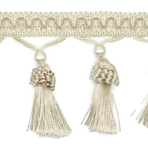 115 mm Beige Tassel Fringe Trim, 4.52 inch Gimp Header, lampshade trim by the yard, Fringe for Drapery, Tassel trim, Curtain Trim Rosa07 V1