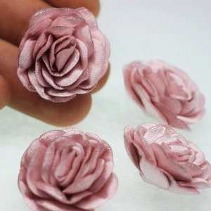 10 pcs Satin Dusty Rose Flower - 30 mm Decorative Satin Flower - Wedding Accessories - Do it yourself project - Sewing Supplies