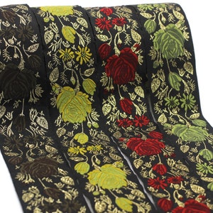 50 mm  Floral Jacquard trim (1.96 inches), Rose emboried Ribbon, Decorative Craft Ribbon, Jacquard Ribbon Trim, 50089