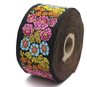 50 mm colorful Floral Embroidered ribbon (1.96 inches, Vintage Ribbon, Floral ribbon, Sewing trim, Jacquard trim, Jacquard ribbon, 50097
