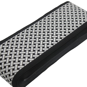 16.4 Yrd 100mm Black&White Ribbons (3.93 inc, Meander Jacquard Trim, Drapery Trim Tape, Curtain Making Upholstery Fabric 179 V9