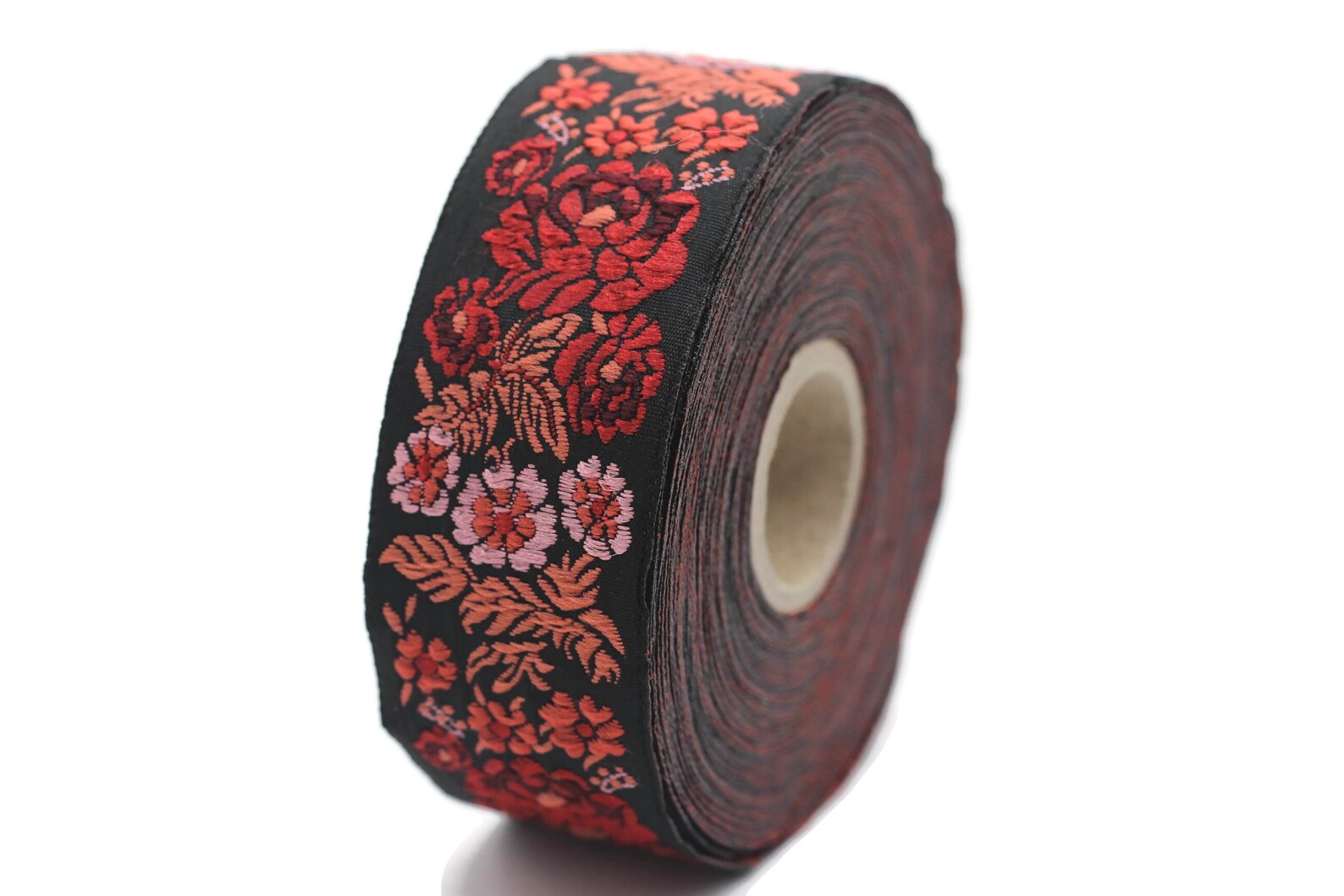 35 Mm Red/black Floral Embroidered Ribbon 1.37 Inches - Etsy