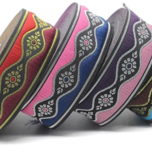 35 mm Royal Blossom Vintage Ribbon, Jacquard Trim, Jacquard Ribbon, Floral Embroidery, Decorating, Sewing Supplies, Decor