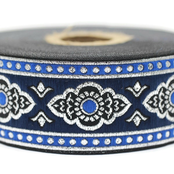 35 mm Blue Renaissance Motive ribbon (1.37 inches), european ribbon, dog colar ribbons, Sewing, Jacquard ribbon Trim, 35905