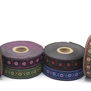 Cinta Daisy Blossom de 22 mm (0,86 pulgadas), Jacquard vintage, cinta floral, adorno floral, jacquard tejido, cintas jacquard, 22938