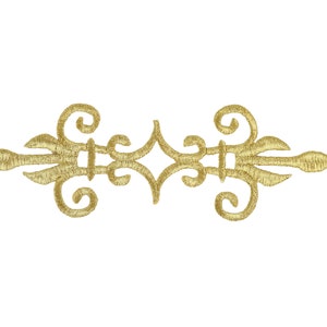 Puede incluir: Adorno decorativo bordado en oro con un diseño de espiral. El adorno es perfecto para añadir un toque de elegancia a la ropa, las manualidades y la decoración del hogar.