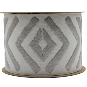 2.7&quot; Embroidery Curtain Trim, Gray Color Jacquard Ribbon for Curtains, Drapery Banding, Drapery Trim Tape, Woven Border 207 V1