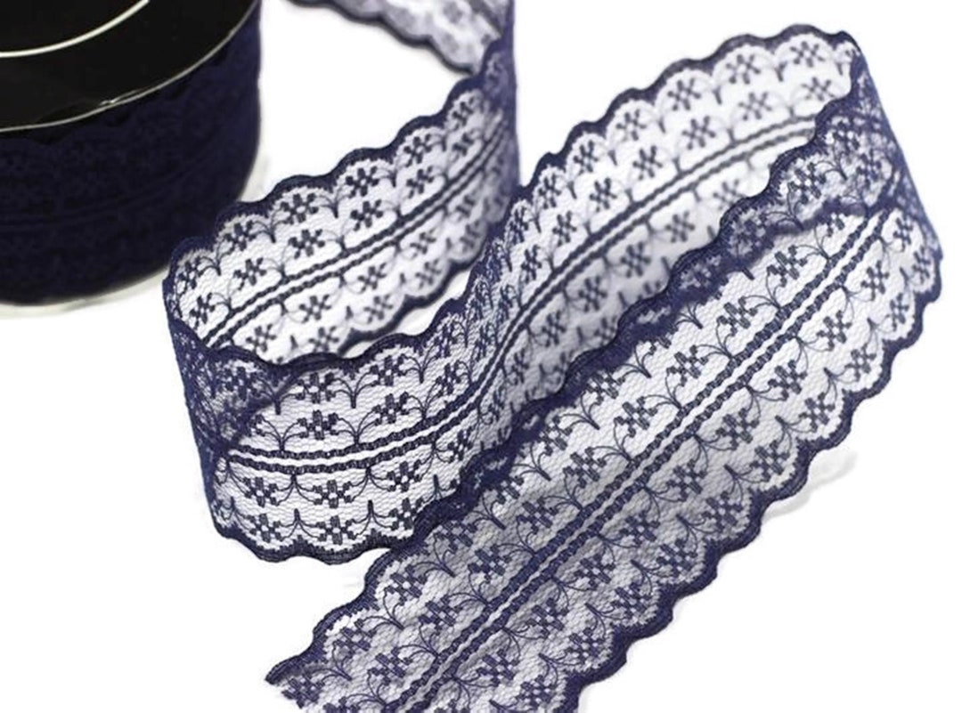 45 Mm Navy Blue Lace Trim, Seam1.77 Inches Binding Hem Tape Chantilly