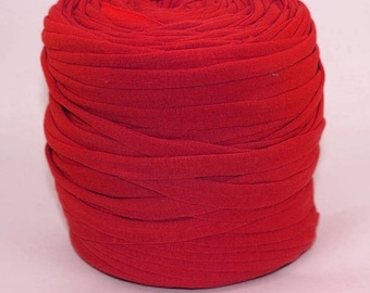 Red T-shirt Yarn, Cotton Yarn, Recyled Fabric yarn, home textile yarn, crochet yarn, basket yarn, fabric yarn, bag yarn, Upcycled  Yarn