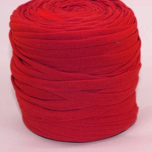 Red T-shirt Yarn, Cotton Yarn, Recyled Fabric yarn, home textile yarn, crochet yarn, basket yarn, fabric yarn, bag yarn, Upcycled  Yarn