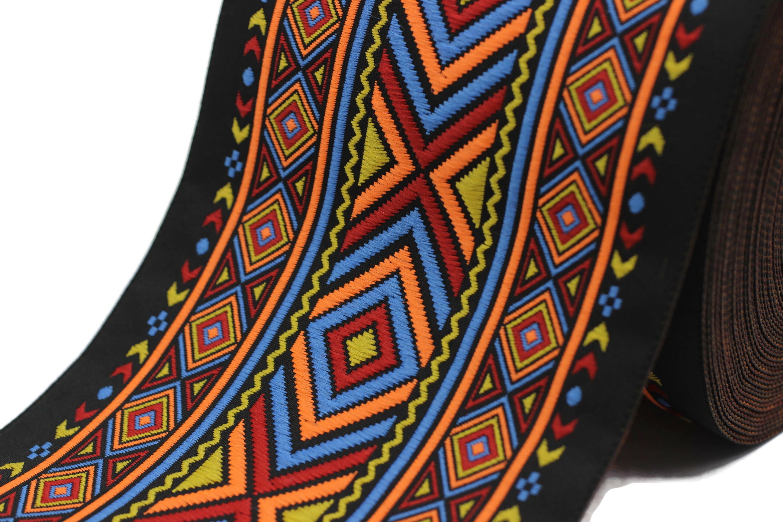 100 Mm Colorfull African Motif Ribbon (3.93 Inches), Vintage Jacquard ...