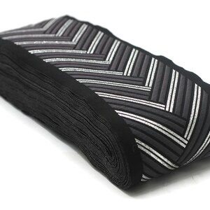 Ruban jacquard géométrique de 3,9 pouces pour tentures, bordure de couture à couture continue de 16 yards en un, rideaux, bordure de draperie, ruban de bordure de tenture 180 V6