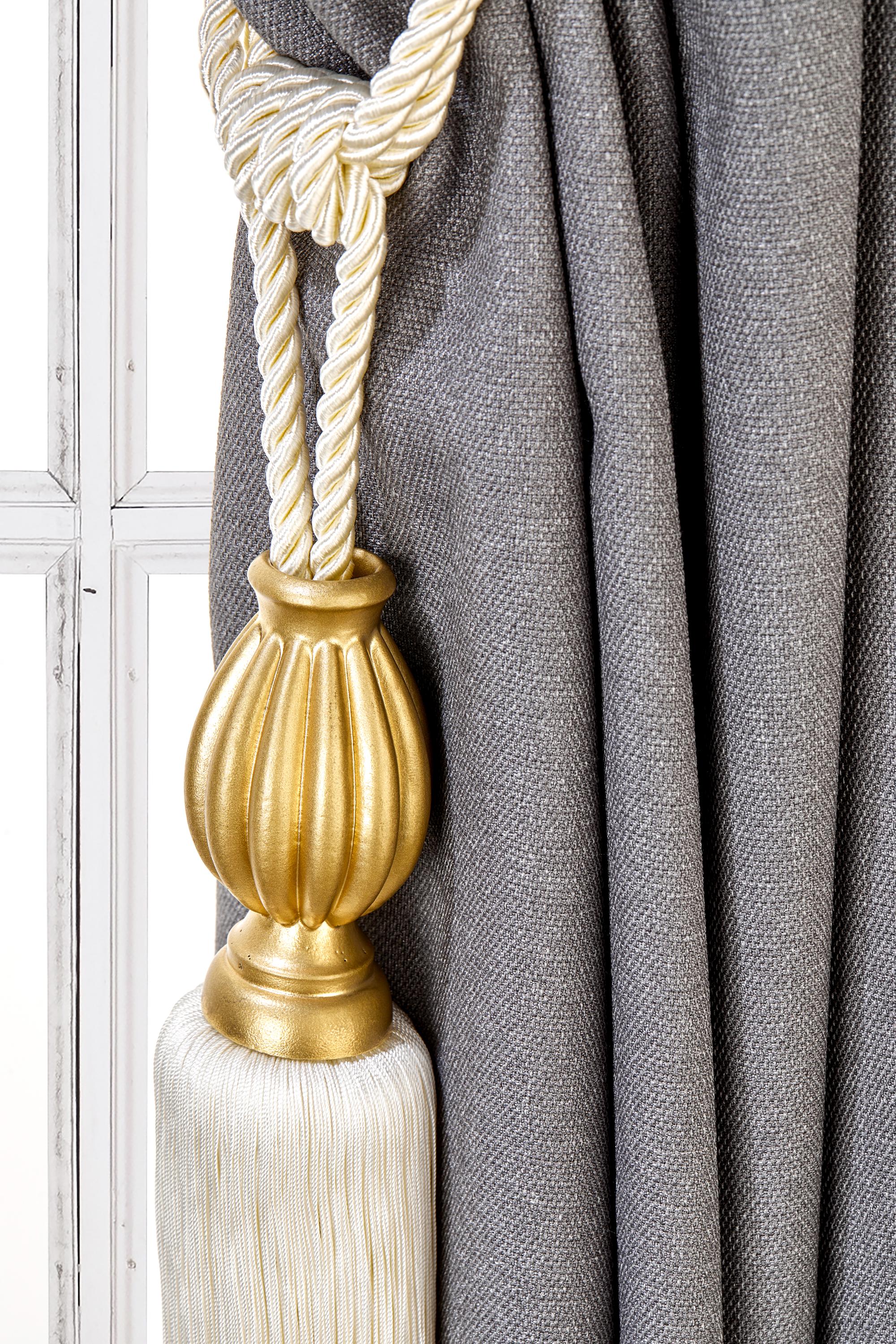 Elegant Drapery Tassel Tiebacks, Cream Curtain Holdbacks, Rope Tiebacks
