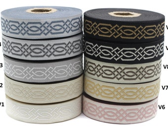 20 mm Celtic Claddagh 0.78 (inch) | Celtic Ribbon | Embroidered Woven Ribbon | Jacquard Ribbon | 20 mm Wide | 20272